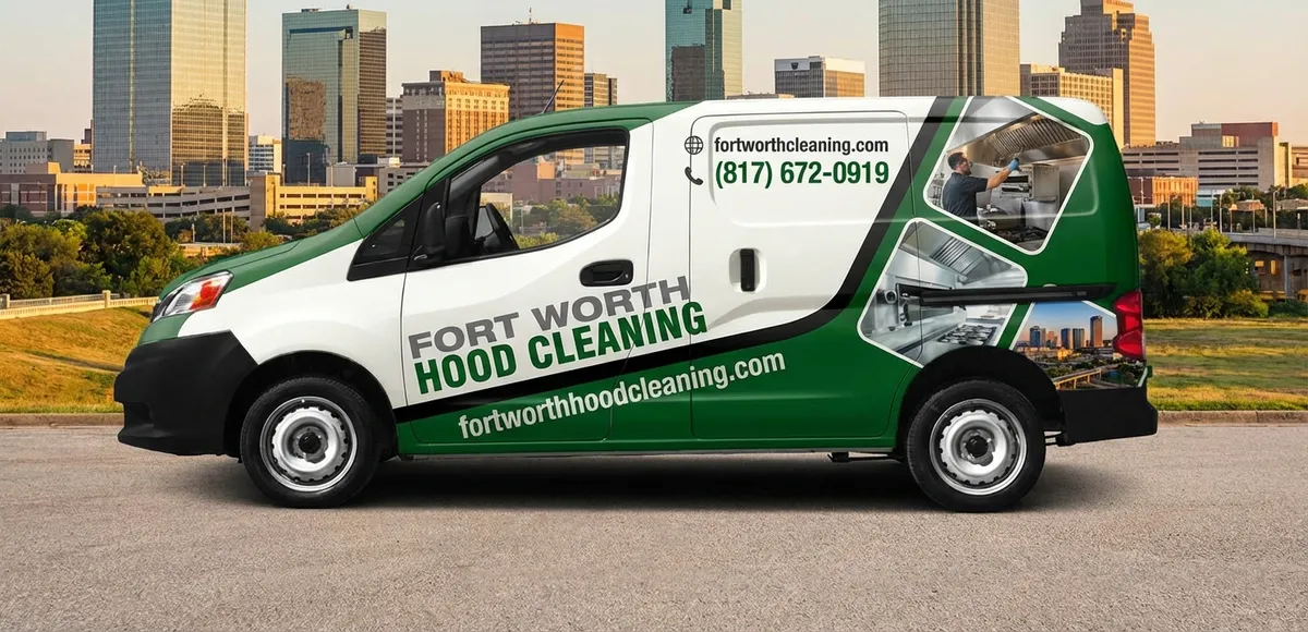 Fort Worth hood cleaning service van for restaurant and commercial kitchen exhaust cleaning